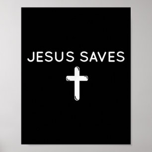 Jesus Saves Cross Subtle Christian Faith Minimal R Poster