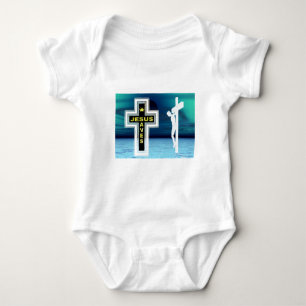 Jesus saves crucifixion picture baby bodysuit