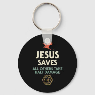 Jesus Saves DM Dragon D20 Dice Gift RPG Role Playi Key Ring