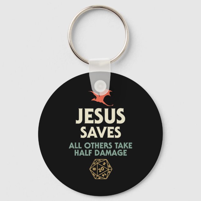 Jesus Saves DM Dragon D20 Dice Gift RPG Role Playi Key Ring (Front)