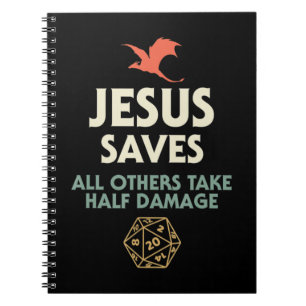 Jesus Saves DM Dragon D20 Dice Gift RPG Role Playi Notebook