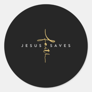 Jesus Saves Faith Cross Christ Religious Jesus Sav Classic Round Sticker
