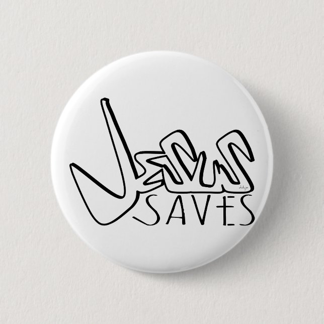 JESUS SAVES GRAFFITI  6 CM ROUND BADGE (Front)