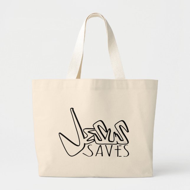 JESUS SAVES GRAFFITI  LARGE TOTE BAG (Front)