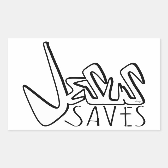 JESUS SAVES GRAFFITI  RECTANGULAR STICKER (Front)