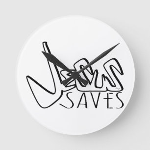 JESUS SAVES GRAFFITI ROUND CLOCK
