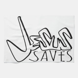 JESUS SAVES GRAFFITI TEA TOWEL