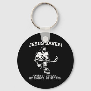 Jesus Saves Hockey funny tshirt Key Ring