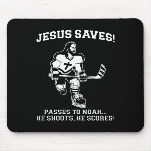 Jesus Saves Hockey funny tshirt Mouse Mat