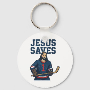 Jesus Saves Hockey Goalie Christian Hockey Religio Key Ring