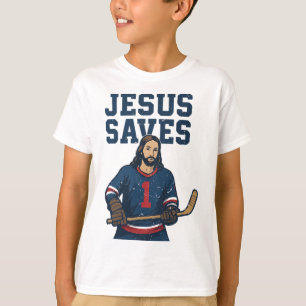 Jesus Saves Hockey Goalie Christian Hockey Religio T-Shirt