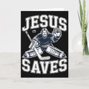 Jesus Saves – Hockey Humor For Christian Players  Card