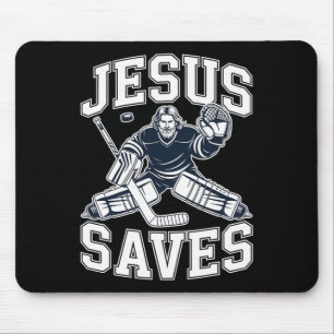 Jesus Saves – Hockey Humor For Christian Players Mouse Mat