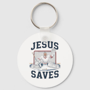 Jesus Saves Hockey Player Team God Hockey Lovers H Key Ring