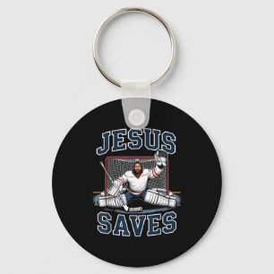 Jesus Saves Hockey Player Team God Hockey Lovers H Key Ring