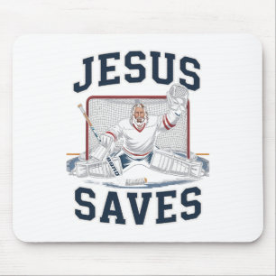 Jesus Saves Hockey Player Team God Hockey Lovers H Mouse Mat