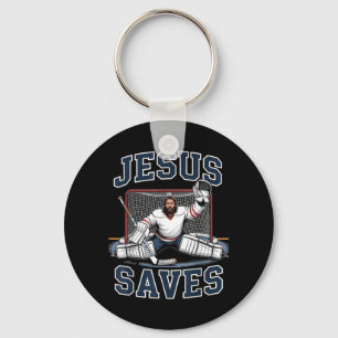 Jesus Saves Hockey Player Team God Hockey Lovers Key Ring