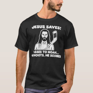 Jesus Saves Hockey Shirt Funny Catholic Christian 