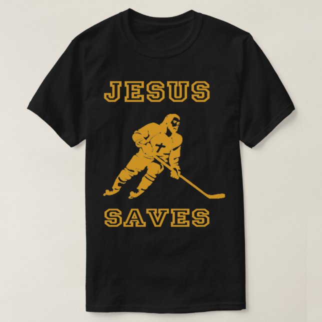 Jesus Saves Hockey T-Shirt (Design Front)