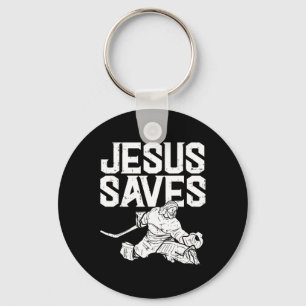Jesus Saves Ice Hockey Goalie Sport Religious Chri Key Ring