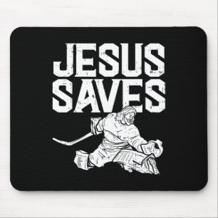 Jesus Saves Ice Hockey Goalie Sport Religious Chri Mouse Mat