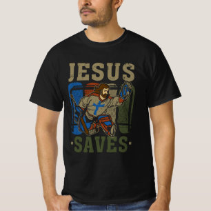 Jesus Saves Ice Hockey Goalie Sport Religious Chri T-Shirt