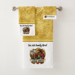 Jesus Saves: Illuminated Grace Radiates Hope Bath Towel Set