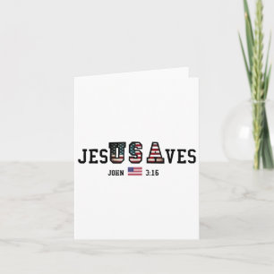 Jesus Saves Jesusaves Usa American Flag Patriotic Card