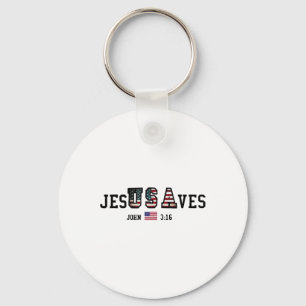Jesus Saves Jesusaves Usa American Flag Patriotic Key Ring
