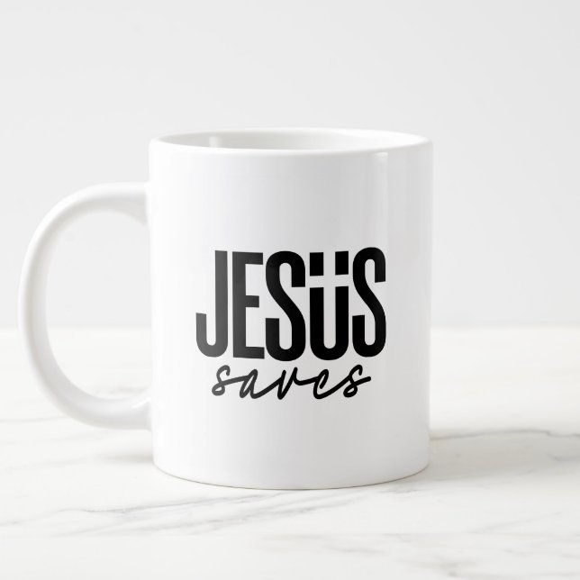JESUS SAVES LARGE COFFEE MUG (Left)