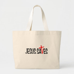 Jesus Saves Large Tote Bag