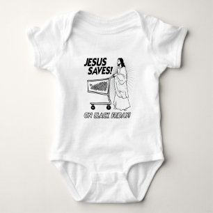 JESUS SAVES ON BLACK FRIDAY -.png Baby Bodysuit