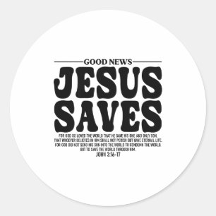 Jesus Saves Onback Subtle Christian Minimal Religi Classic Round Sticker