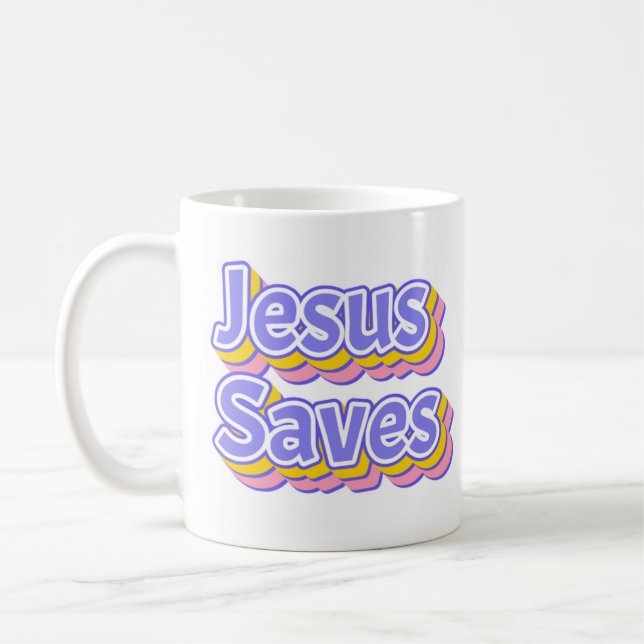 Jesus Saves Pastel 3D  Coffee Mug (Left)
