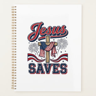 Jesus Saves Patriotic Christian Vintage Shirt Desi Planner