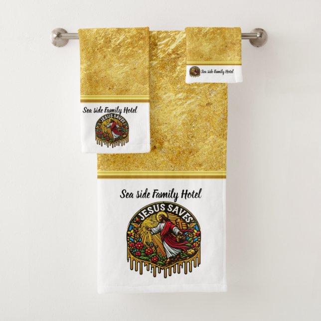 Jesus Saves: Radiant Hopeful Divine Scene Bath Towel Set (Insitu)