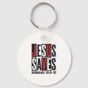 Jesus Saves Romans 10_9 Christian Vintage Shirt De Key Ring