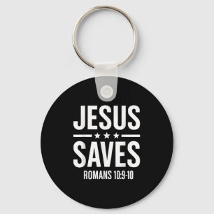 Jesus Saves Romans Bible Verse Faith Believer Men Key Ring