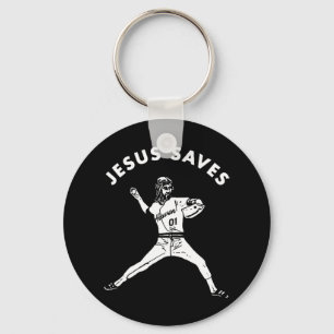 Jesus Saves Shirt Religious Christian Faith Baseba Key Ring