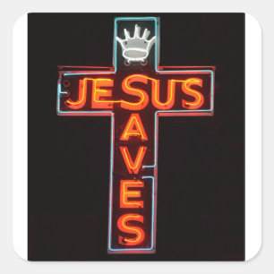Jesus Saves Sign Square Sticker