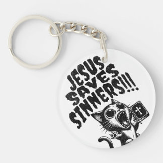 Jesus Saves Sinner - Kitty Key Ring