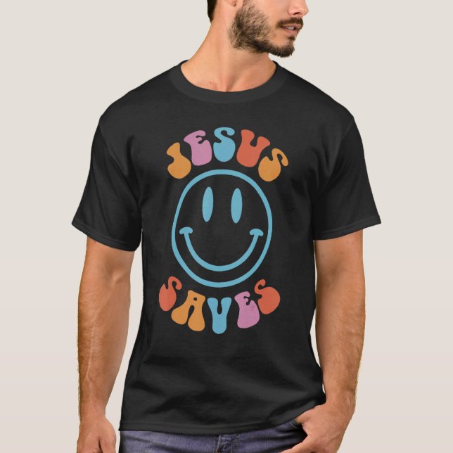 Jesus Saves Smile Face Preppy Aesthetic Trendy Cos T-Shirt (Front)
