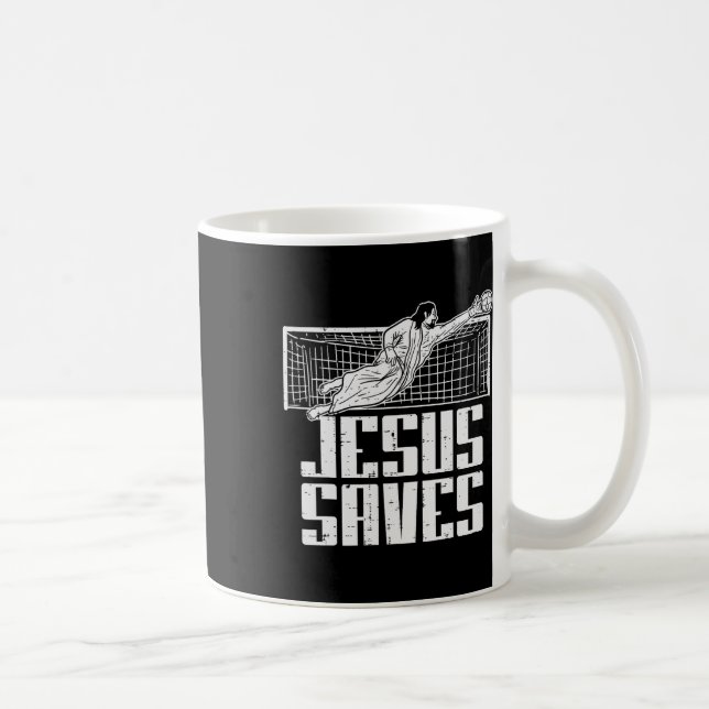 Jesus Saves Soccer Football Christian Goalie Goalk Coffee Mug (Right)