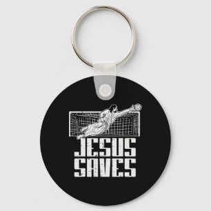 Jesus Saves Soccer Footbyll Christian Goalie Goalk Key Ring