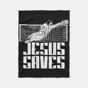 Jesus Saves Soccer Footll Christian Goalie Goalkee Fleece Blanket