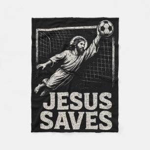 Jesus Saves - Soccer Goalie Christian Inspirationa Fleece Blanket