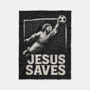 Jesus Saves - Soccer Goalie Christian Inspirationa Fleece Blanket