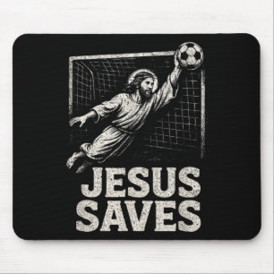 Jesus Saves - Soccer Goalie Christian Inspirationa Mouse Mat