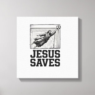Jesus Saves Soccer Goalie Vintage Engraving Shirt_ Canvas Print