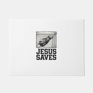 Jesus Saves Soccer Goalie Vintage Engraving Shirt_ Doormat